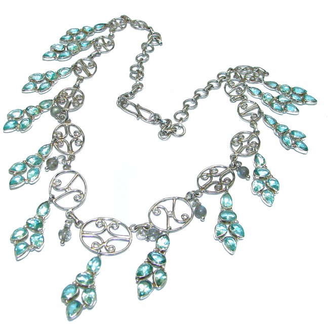 Cleopatra Blue Quartz Topaz .925 Sterling Silver handmade necklace