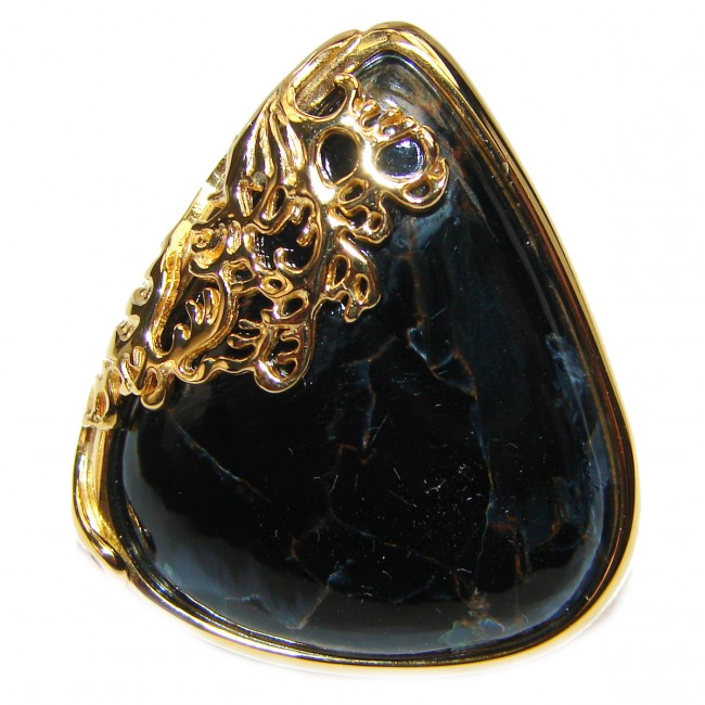 Huge best quality Silky Black Pietersite .925 Sterling Silver handmade Ring size 8 3/4