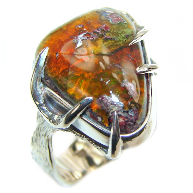 "Magical Aura" Mexican Opal .925 Sterling Silver handcrafted Ring size 9