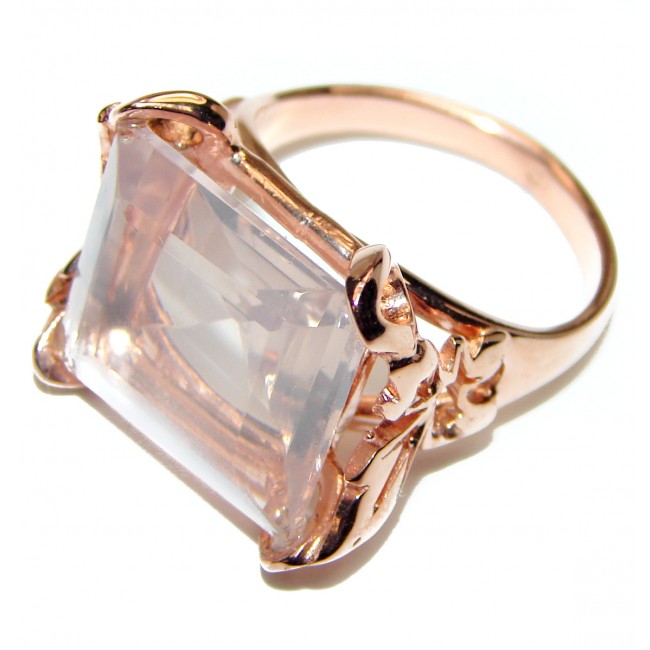 Baguette cut 35ctw Rose Quartz Rose Gold over .925 Sterling Silver brilliantly handcrafted ring s. 7 1/2