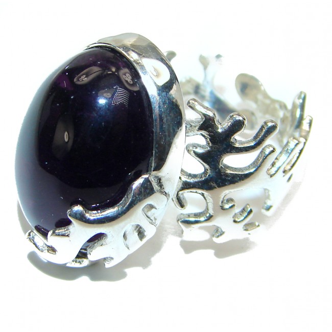 Authentic 25ctw Amethyst .925 Sterling Silver brilliantly handcrafted ring s. 7 adjustable