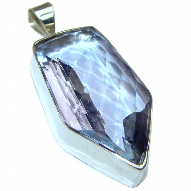 Large Perfect facteted Lilac Quartz .925 Sterling Silver handmade pendant