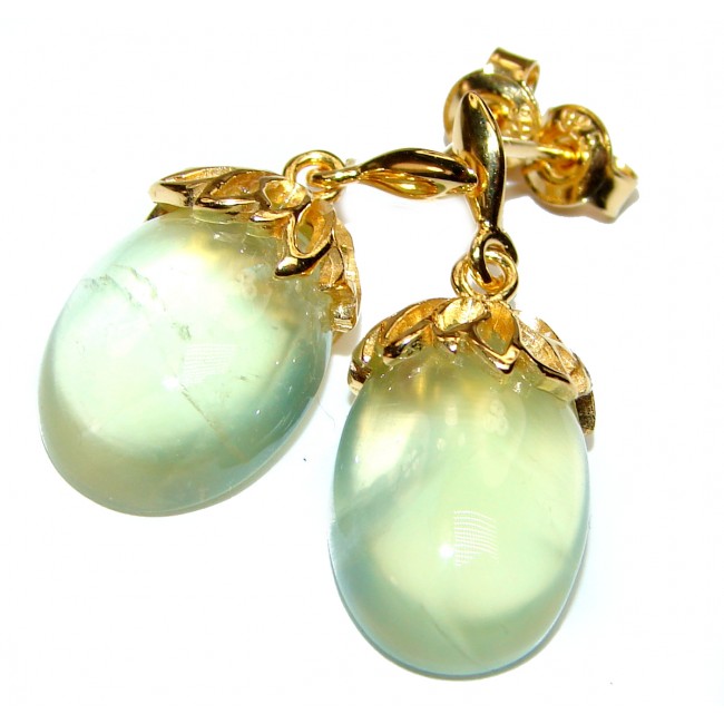Authentic Moss Prehnite rose gold .925 Sterling Silver handmade earrings
