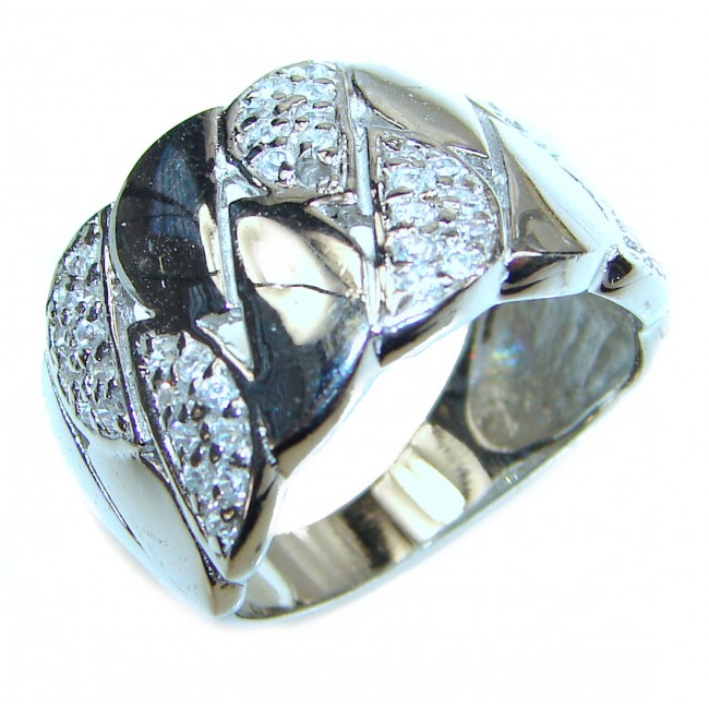 Fancy White Topaz .925 Sterling Silver handmade Ring s. 6 3/4
