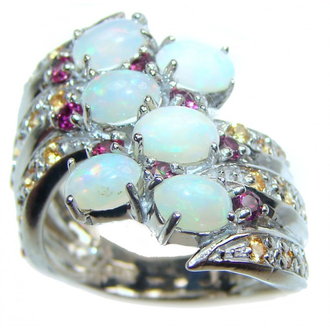 Sublime Amethyst Ethiopian Opal .925 Sterling Silver handcrafted ring s. 8 1/4
