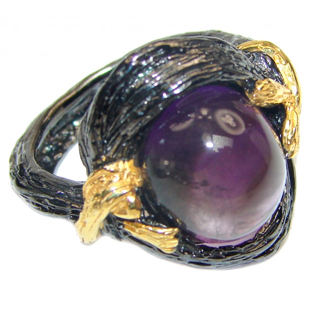 Authentic 35ctw Amethyst black rhodium over .925 Sterling Silver brilliantly handcrafted ring s. 8