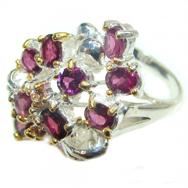 Classy Style genuine Garnet .925 Sterling Silver handcrafted Ring size 8