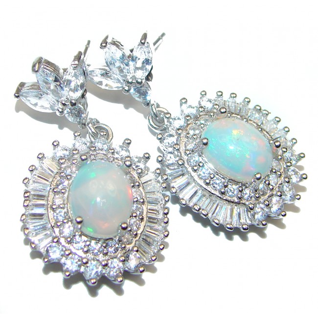 Earth Treasure Authentic Ethiopian Fire Opal .925 Sterling Silver handcrafted statement earrings
