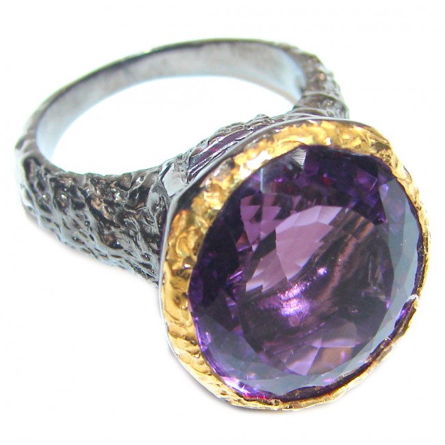 Authentic 55ctw Amethyst .925 Sterling Silver brilliantly handcrafted ring s. 7 1/2