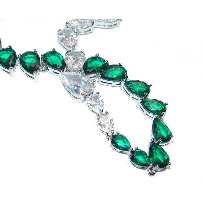 Great Masterpiece genuine Green Topaz .925 Sterling Silver handmade necklace
