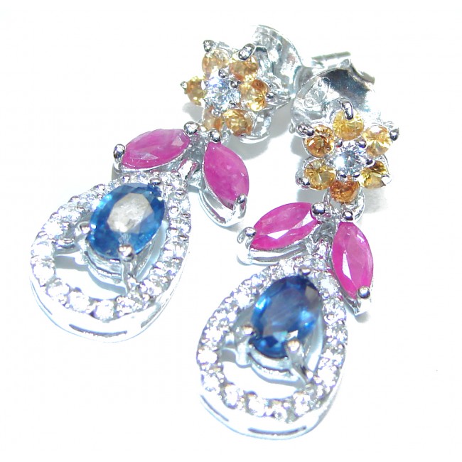 Stunning Authentic Sapphire .925 Sterling Silver handmade earrings
