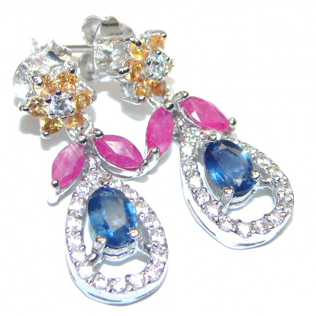 Stunning Authentic Sapphire .925 Sterling Silver handmade earrings