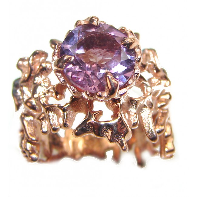 Purple Reef Amethyst Rose Gold over .925 Sterling Silver Ring size 6 3/4