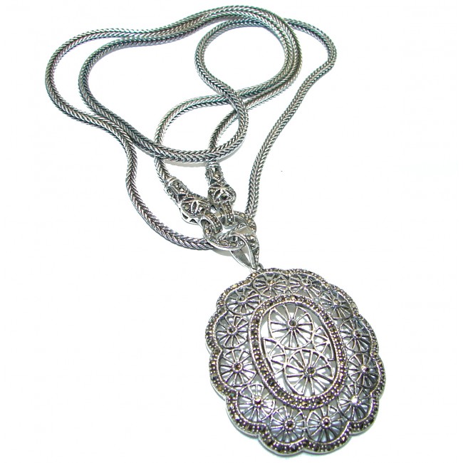 Fortune And Happiness Marcasite .925 Sterling Silver necklace