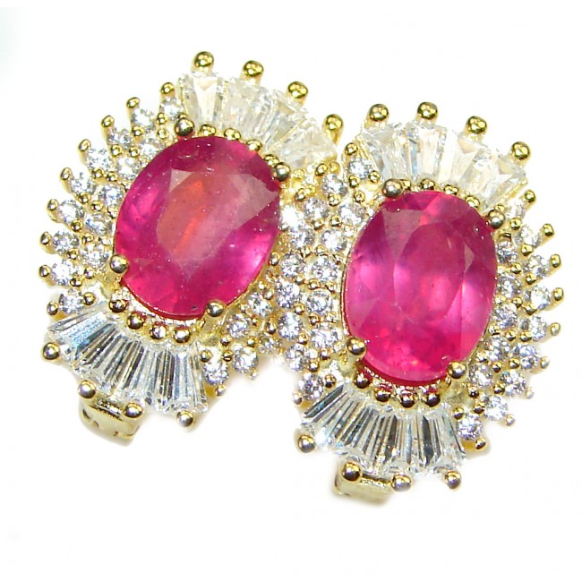 Stunning Authentic Ruby rose gold .925 Sterling Silver handmade earrings