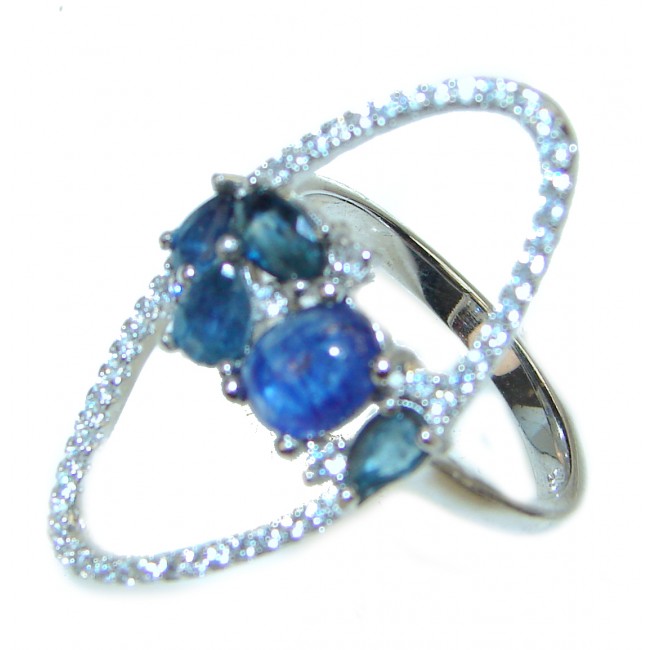 Genuine 3.1ctw Sapphire .925 Sterling Silver handcrafted Statement Ring size 7 1/4