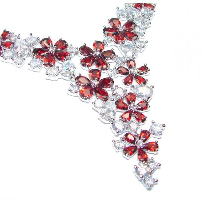 Stunning Red White Topaz .925 Sterling Silver handmade necklace