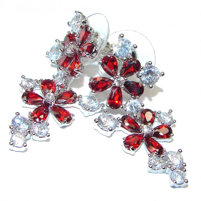 Stunning Red White Topaz .925 Sterling Silver handmade earrings