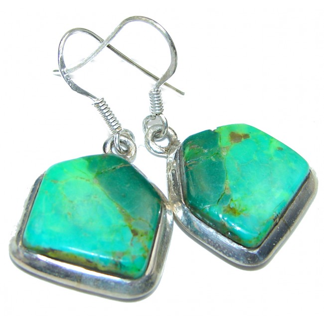 Solid Green Turquoise .925 Sterling Silver earrings