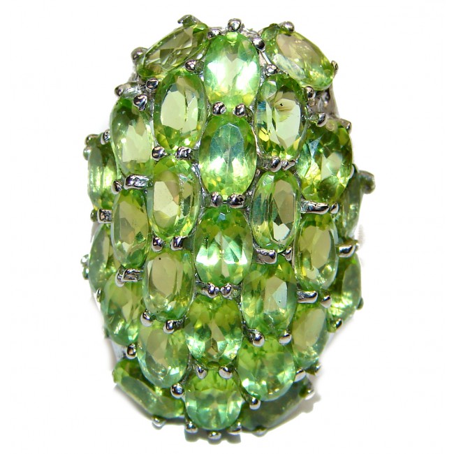 Spectacular genuine Peridot .925 Sterling Silver handcrafted LARGE Ring size 8 1/2