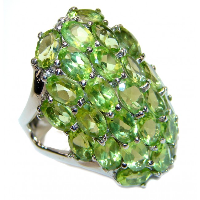 Spectacular genuine Peridot .925 Sterling Silver handcrafted LARGE Ring size 8 1/2