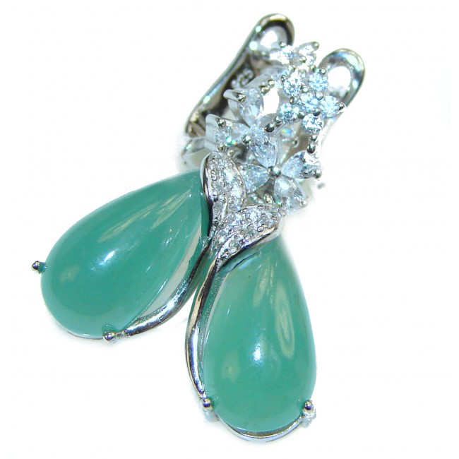 Luxurious Green Sphene .925 Sterling Silver handcrafted earrings