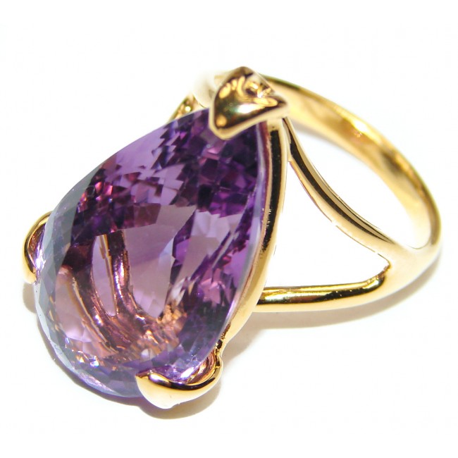Authentic 65ctw Amethyst gold over .925 Sterling Silver brilliantly handcrafted ring s. 10 1/2