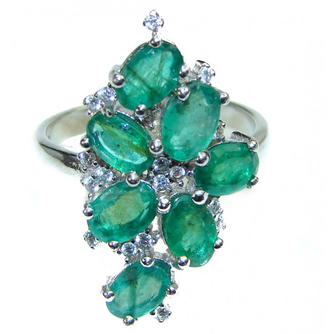 JUICY Natural Prehnite Emerald .925 Sterling Silver handmade ring s. 6