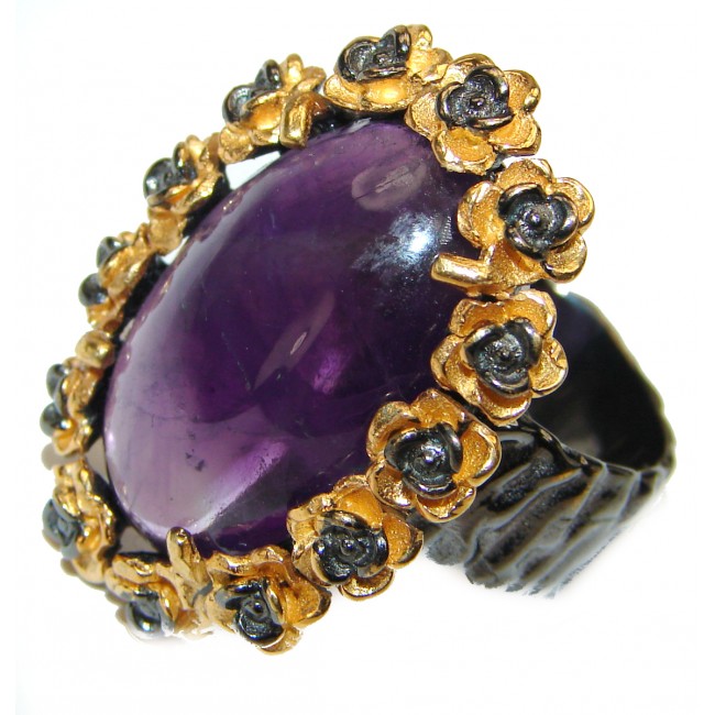 Authentic 65ctw Amethyst rose gold over .925 Sterling Silver brilliantly handcrafted ring s. 8