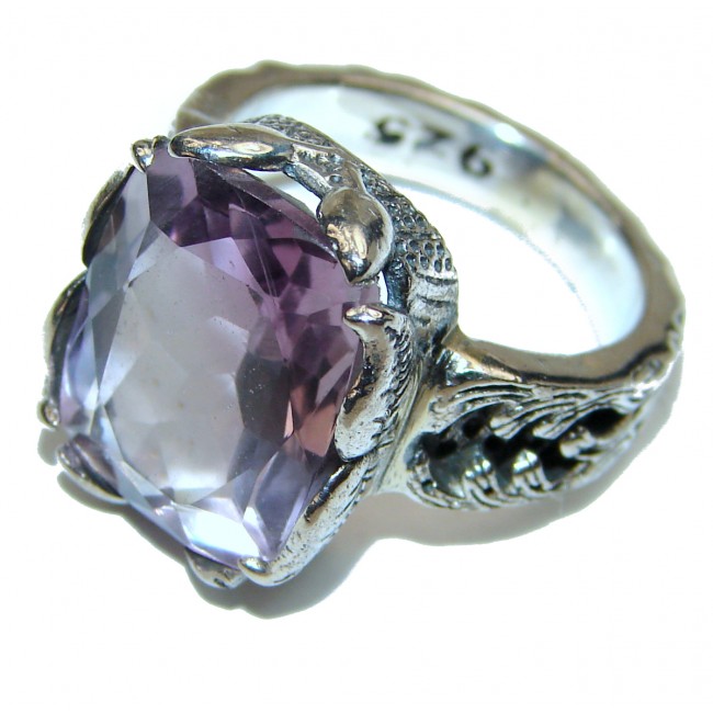 Vintage Style Pink Amethyst .925 Sterling Silver Ring s. 6