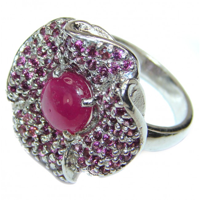 Dazzling natural Red Ruby & .925 Sterling Silver handcrafted ring size 9