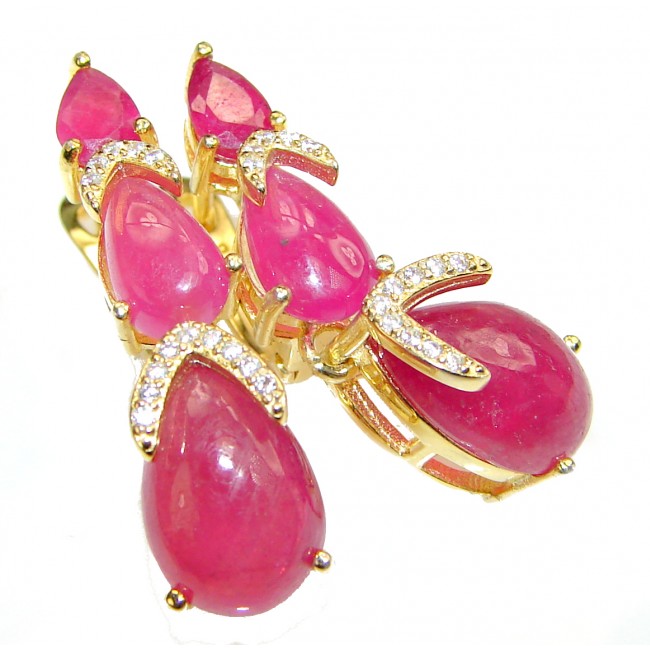 Stunning Authentic Ruby 14K Gold over .925 Sterling Silver handmade earrings