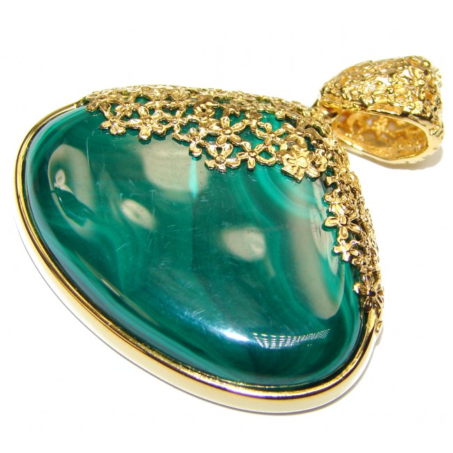Top Quality Malachite 14K Gold over .925 Sterling Silver handmade Pendant