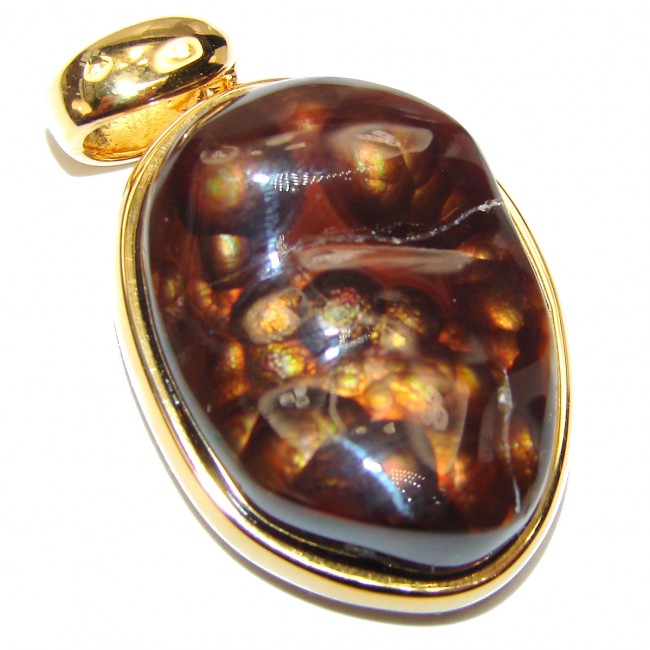 Perfect Mexican Fire Agate 18K yellow Gold over .925 Sterling Silver handmade Pendant