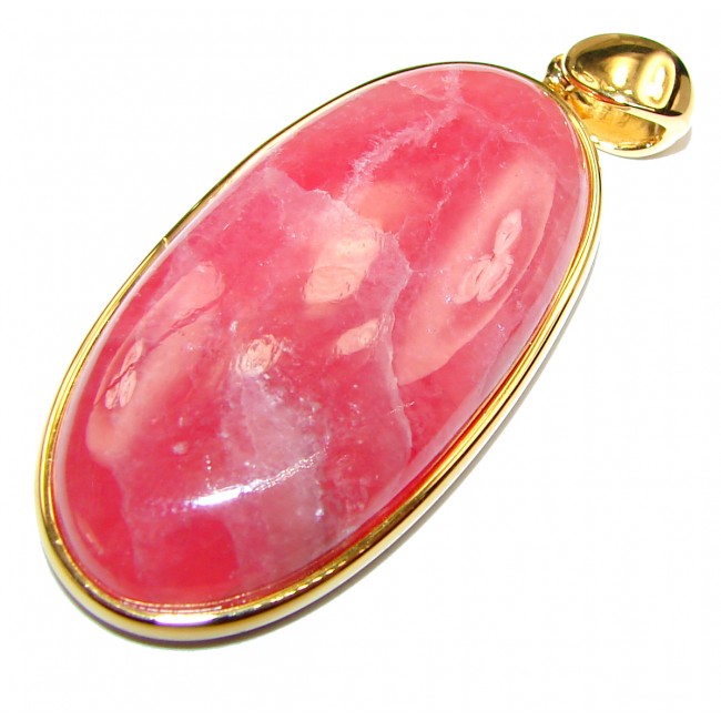 Genuine AAAA+ quality Argentinian Rhodochrosite 14K Gold over .925 Sterling Silver handmade Pendant