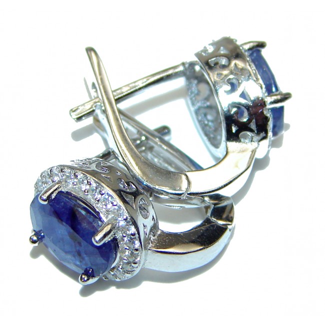 Earth Treasure Authentic Sapphire .925 Sterling Silver handcrafted stud earrings