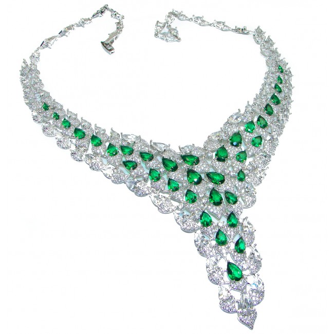 Spectacular Victorian Style Green Topaz .925 Sterling Silver necklace