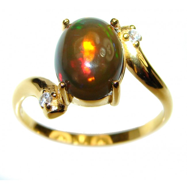 Vintage Design 3.2ctw Genuine Black Opal 14K Gold over .925 Sterling Silver handmade Ring size 8
