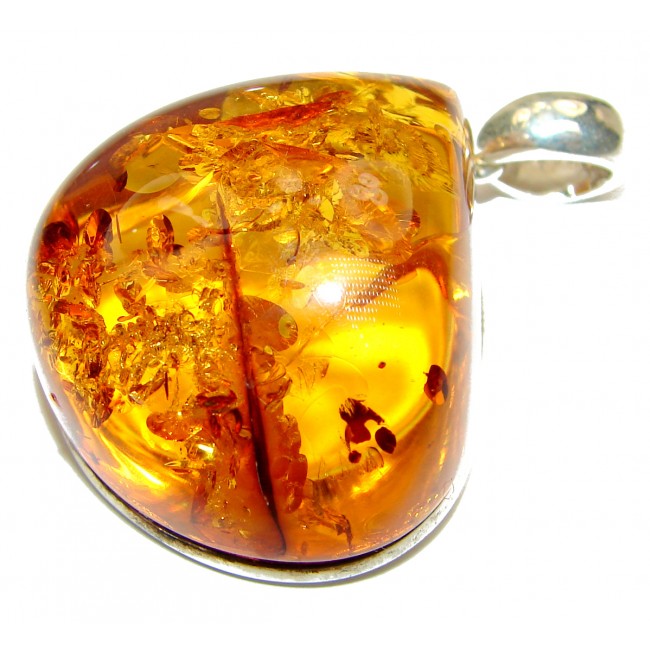Honey Drop natural Baltic Amber .925 Sterling Silver handmade Pendant