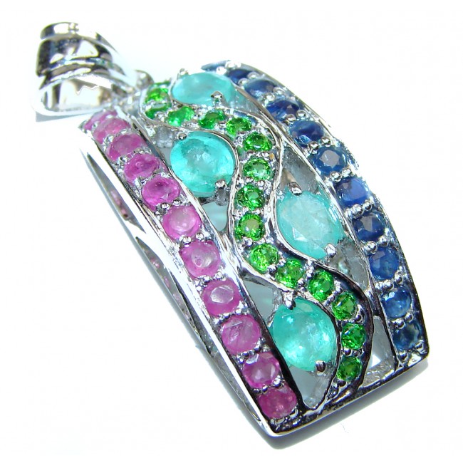 Mia Ruby Emerald Sapphire .925 Sterling Silver handcrafted pendant