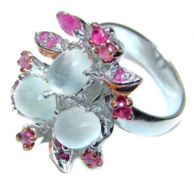 Isabella Sublime Authentic Prehnite Ruby .925 Sterling Silver handcrafted Statement Ring size 8