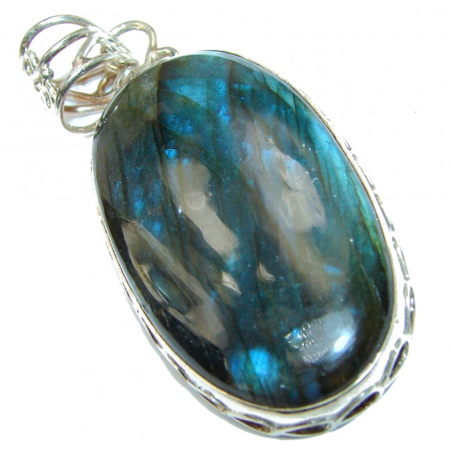 Blue Fire faceted Labradorite .925 Sterling Silver handcrafted Pendant