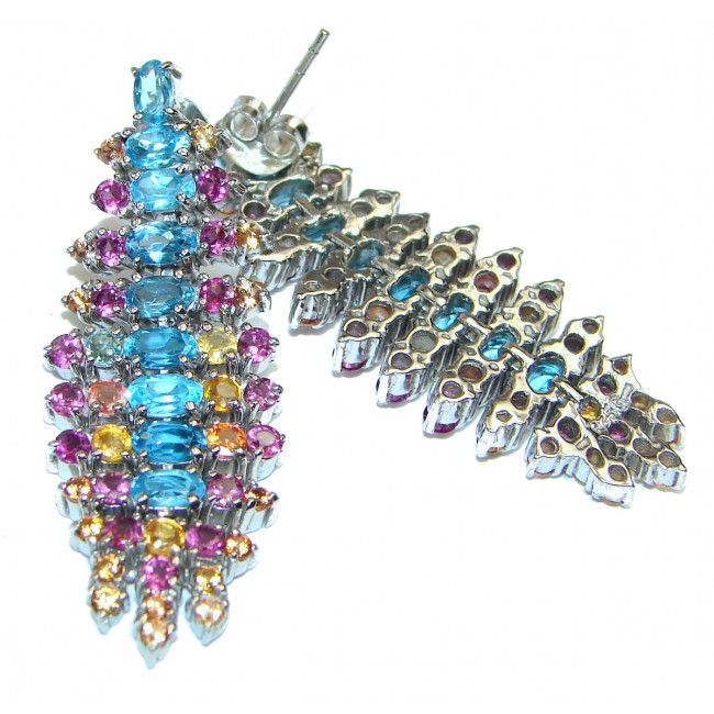 Great Swiss Blue Topaz Sapphire .925 Sterling Silver handcrafted earrings