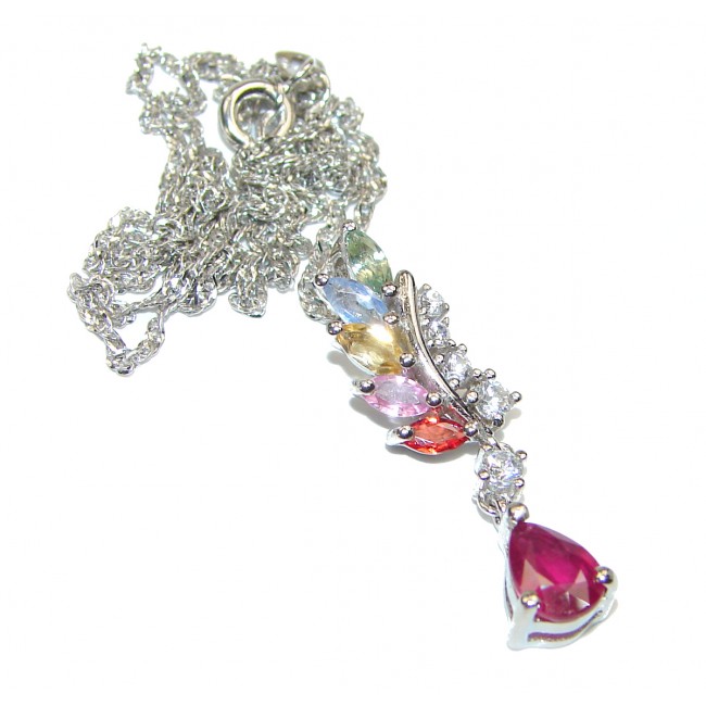 Princess Incredible Authentic Ruby & Diamonds .925 Sterling Silver necklace