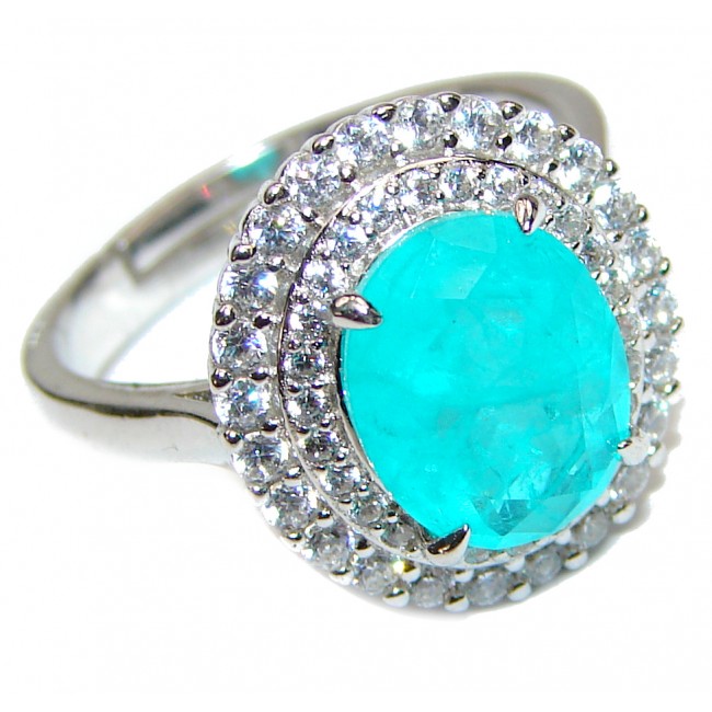 Pear Cut Paraiba Tourmaline .925 Sterling Silver handcrafted Statement Ring size 7 1/4