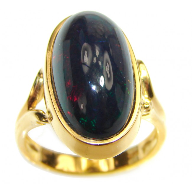 Vintage Design 12.5ctw Genuine Black Opal 18K Gold over .925 Sterling Silver handmade Ring size 7 1/2