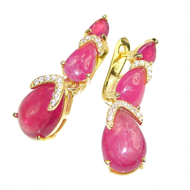 Stunning Authentic Ruby 14K Gold over .925 Sterling Silver handmade earrings
