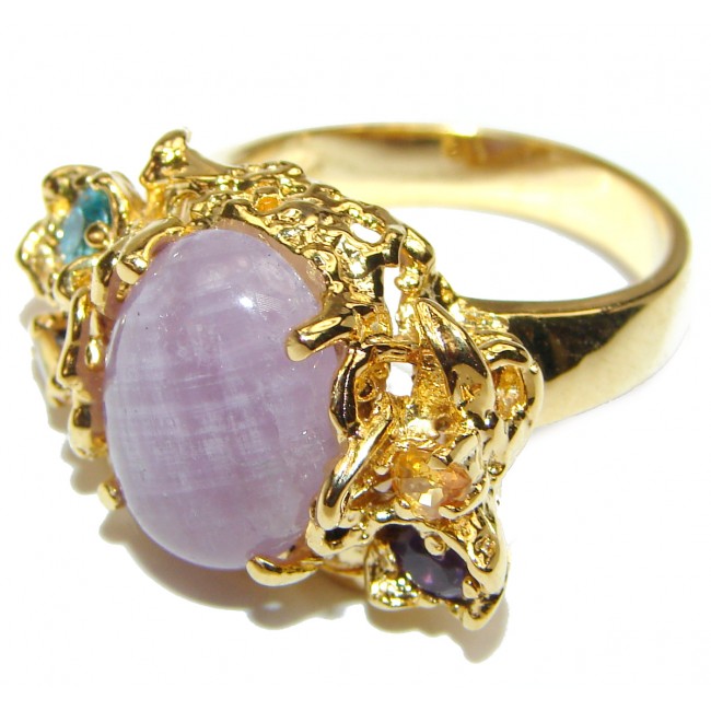 Purple Fire Moonstone 14K Gold over .925 Sterling Silver handmade ring s. 8