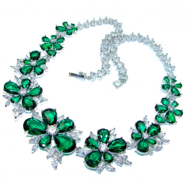 Great Masterpiece Royal quality green Topaz .925 Sterling Silver handmade necklace