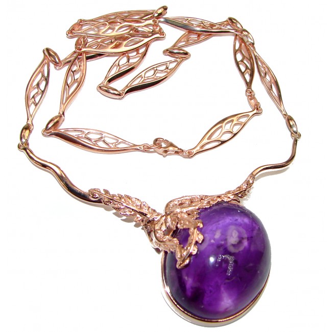 Great genuine Amethyst Rose Gold over .925 Sterling Silver handmade Necklace
